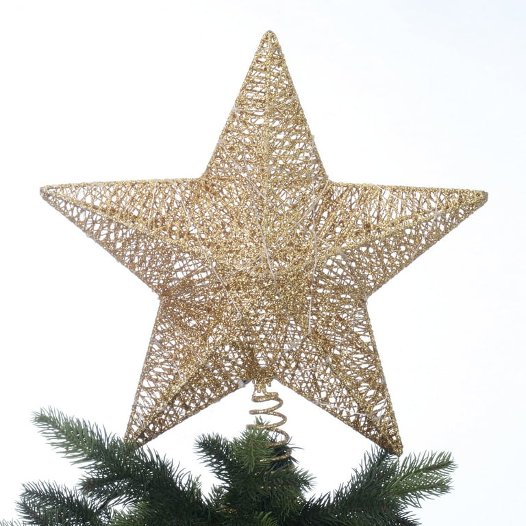 Christmas Tree Topper Star Jeweled Crown Tree Topper with 60 Warm Whit