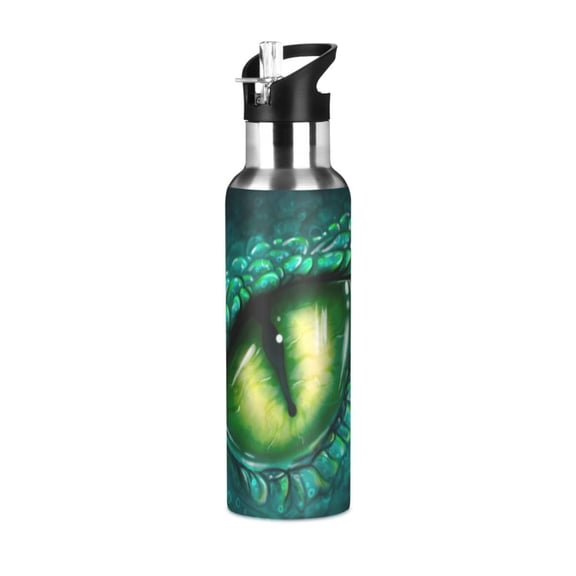 ALAZA Boy Eye Of Dinosaur Water Bottle Insulated Flask Stainless Steel Straw Lid 20 oz