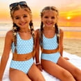 thumbnail image 5 of CCRFTGI Girls Swimsuit Size 7-8 2 Piece Set Swim Vacation Girls Bathing Suit Beach Vacation Polka Dots Bikinis Summer Cute Girls Clothes Swim Suit Kids Bikini Light Blue 7-8 Years, 5 of 9
