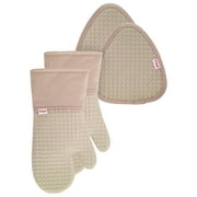 T-fal 4-Pack Waffle Oven Mitt & Pot Holder Set, Sand