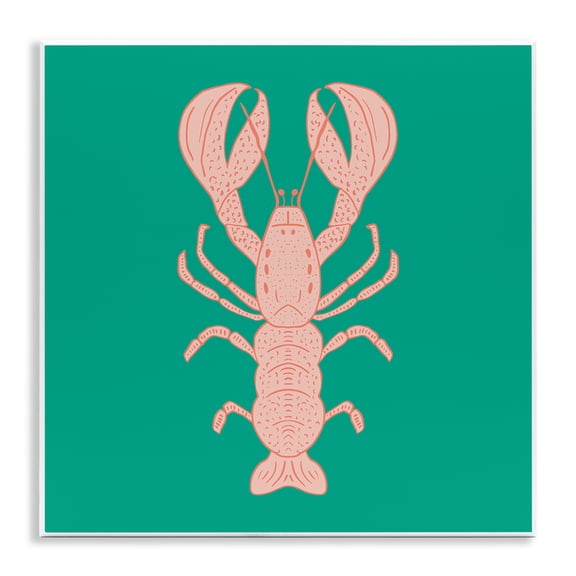 Stupell Industries Minimal Pink & Green Lobster Animals Painting Unframed Art Print Wall Art, 12 x 12