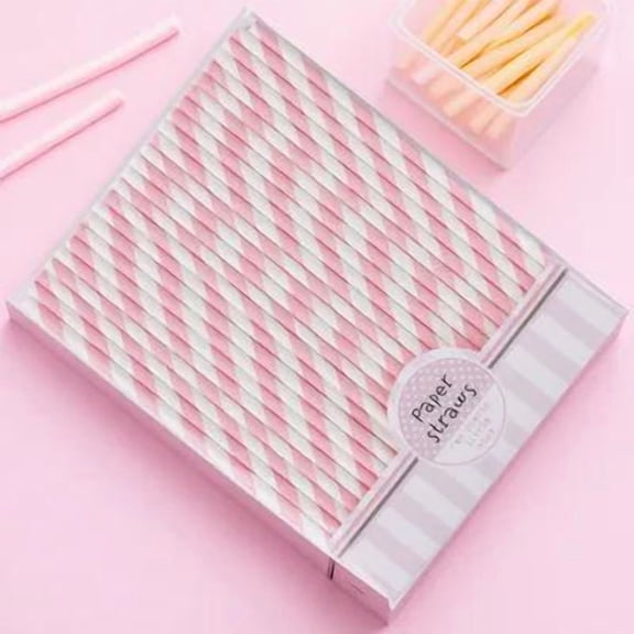 NIAIZEK 30Pcs ped Paper Straw Pink Environmentally Friendly for Drinking