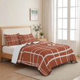 thumbnail image 5 of Quilts King Size Bedding Set, Orange White Striped Lightweight Quilted Comforter, Navy Indigo Contemporary Minimalist Art Soft Bedspread Coverlet with Pillow Covers for All Season, 96" x 106", 5 of 9