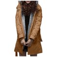 thumbnail image 4 of Azrian Inner Plush Women's Windbreaker Hooded Mid Length Three Piece Thick Collar Coat Solid Cotton Coat Windbreaker Parka, 4 of 8