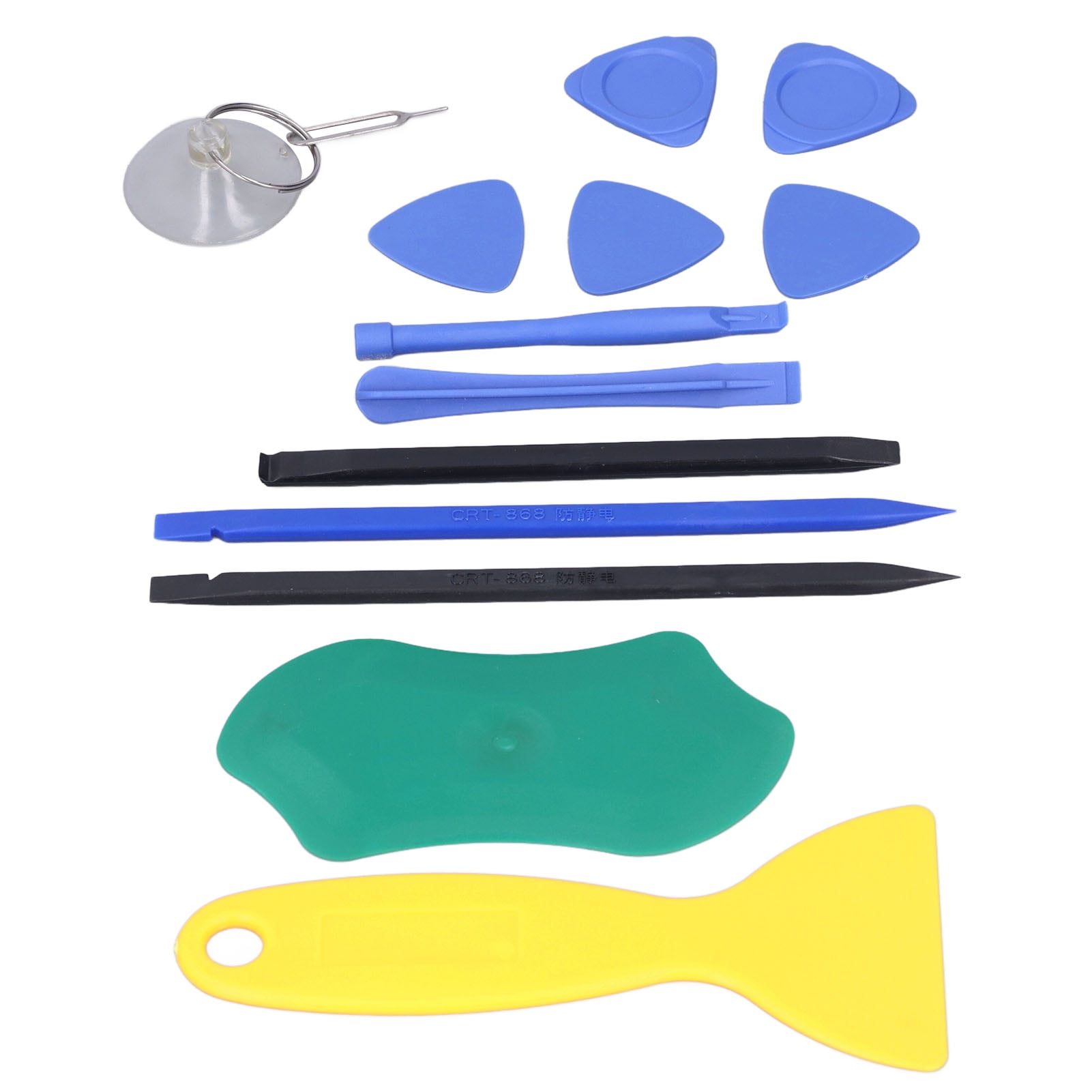 BIMZUC 12-Piece Cell Phone Repair Tool Kit, Electronics Opening Pry Bar, Plastic Spudger, Triangular Sheet, Suction Cup Set for Smartphone, Tablet, Laptop, and PC Maintenance (Multicolor)