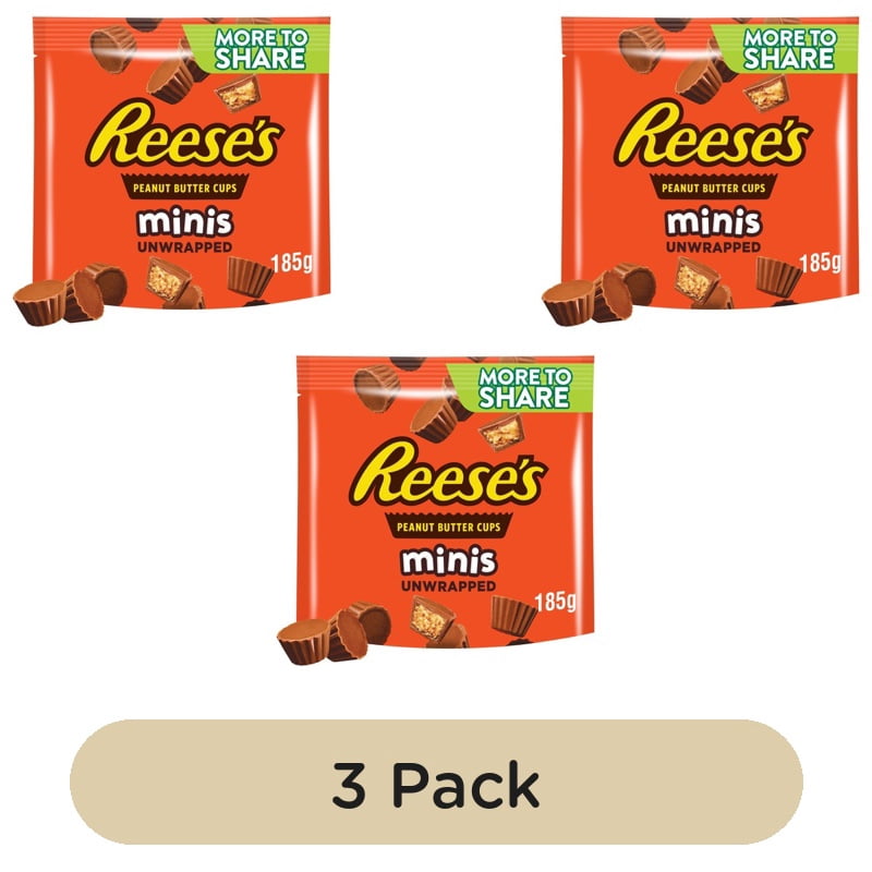 Reese's Peanut Butter Cup Minis Pouch 185g, British Import (Pack of 3)