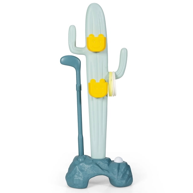 Costway Soporte con Forma de Cactus con Golf Juego Centro Actividad para Niños +3 Años Montaje Sin Herramientas 38 x 22 x 103 cm