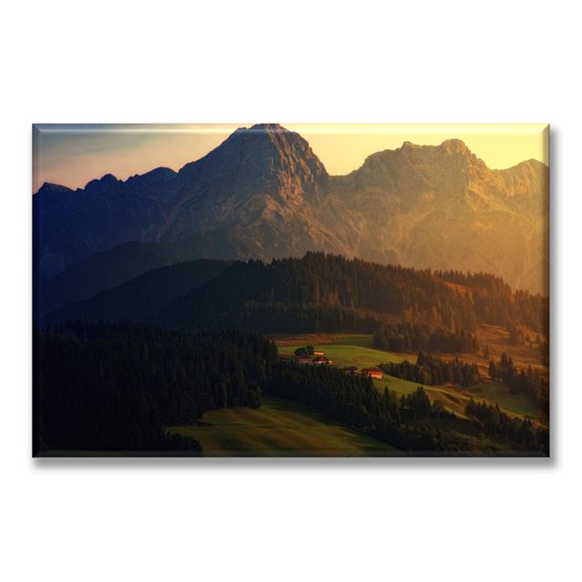 Cuadro Canva Listo Para Colgar Tipo Galería Casas En La Montaña 60X90 cm