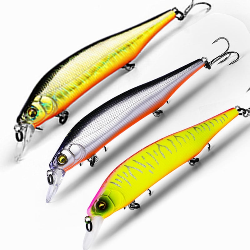 3PCS BEARKING 115mm 15g  Weight System Top Fishing Lures Minnow Crank Wobbler Quality Fishing Tackle Hooks For Fishing