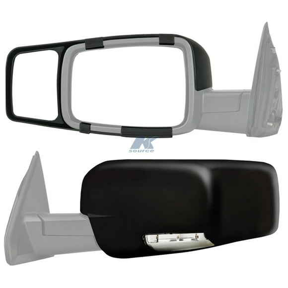 K-Source Exterior Towing Mirror 80710 Snap On; 3-1/2 Inch x 5-1/4 Inch; Extends 3-1/2 Inch; Manual; Without Turn Signal; Without Heated Mirrors; Non Folding; Black; Pair