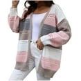 thumbnail image 2 of FRSASU Women's Sweater Cardigan Long Sleeved Color Blocked Hollow Fall Casual Sweater Fashion Cardigan Top Pink S(S), 2 of 6