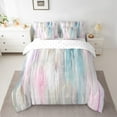 thumbnail image 2 of Castle Fairy Geometric Lines 7Pcs Bedding Comforter Set for Teens Boys Women Girls,Abstract Gradient Watercolor Queen Bedding Sets Super Cozy,Minimalist Stripes Queen Sheet Sets, 2 of 8