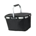 thumbnail image 3 of Cesta de picnic de mano, bolsa aislante, multifunción, plegable, práctica cesta de compras para acampar, barbacoas, viajes, picnics, senderismo Negro, 3 of 8