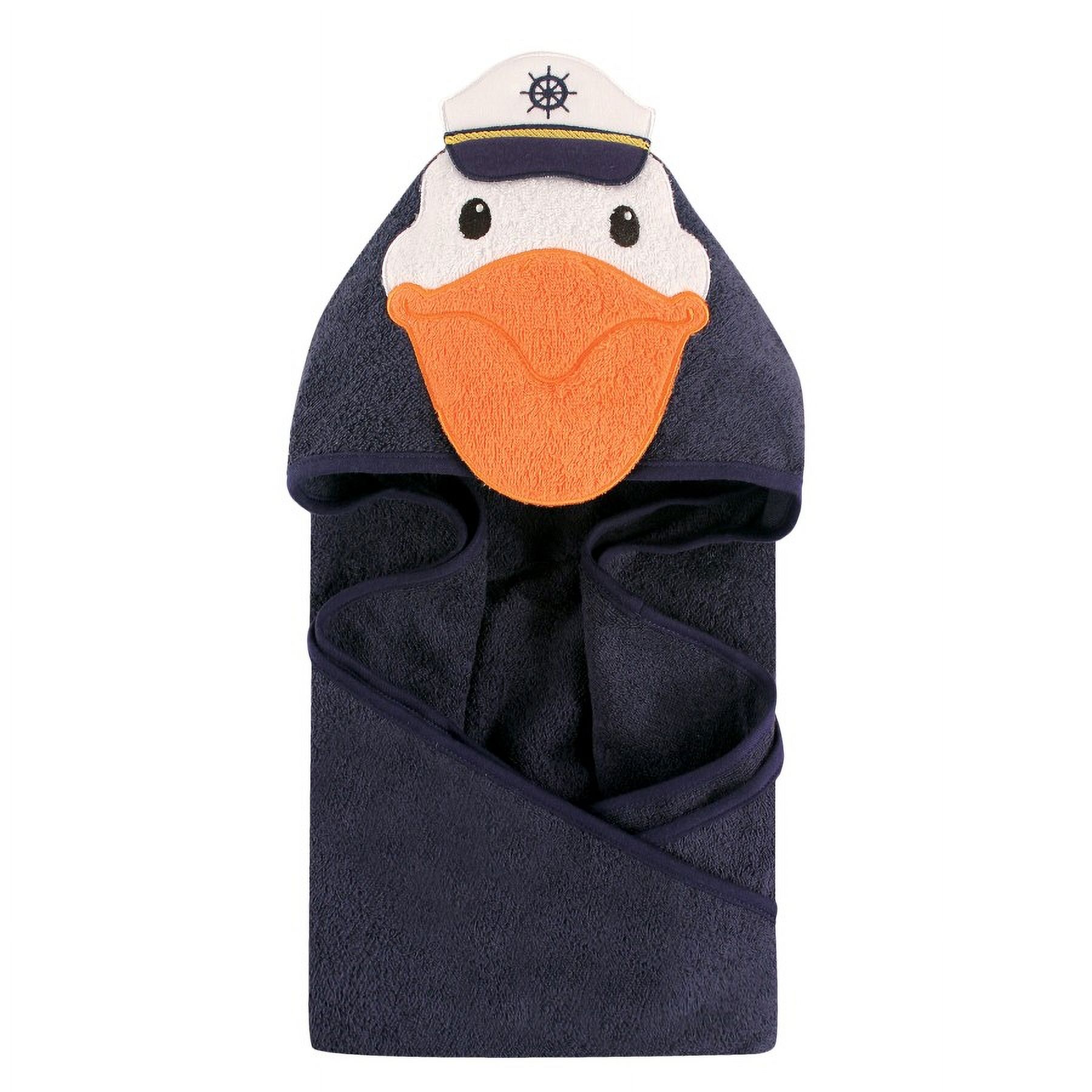 Hudson Baby Infant Boy Cotton Animal Face Hooded Towel Bundle Set, Sailor Bear Pelican, One Size