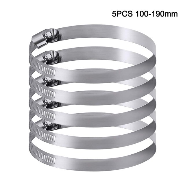 5 Pieces Metal Hose Clip, Large Size Adjustable Ducting Clamps Stainless Steel