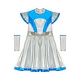 thumbnail image 4 of iiniim Kids Girl's Shiny Alien Costume Outfit Cap Sleeve Metallic Dress with Headband for Halloween Party Silver 16, 4 of 7