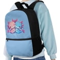 thumbnail image 4 of Yuyamidu Pink Blue Axolotl Backpack for School Girls 4Th Grade Preppy Backpacks Cute Bookbag Preschool Student Book Bags with 2 Sides Mesh Pouch, Blue, 4 of 6