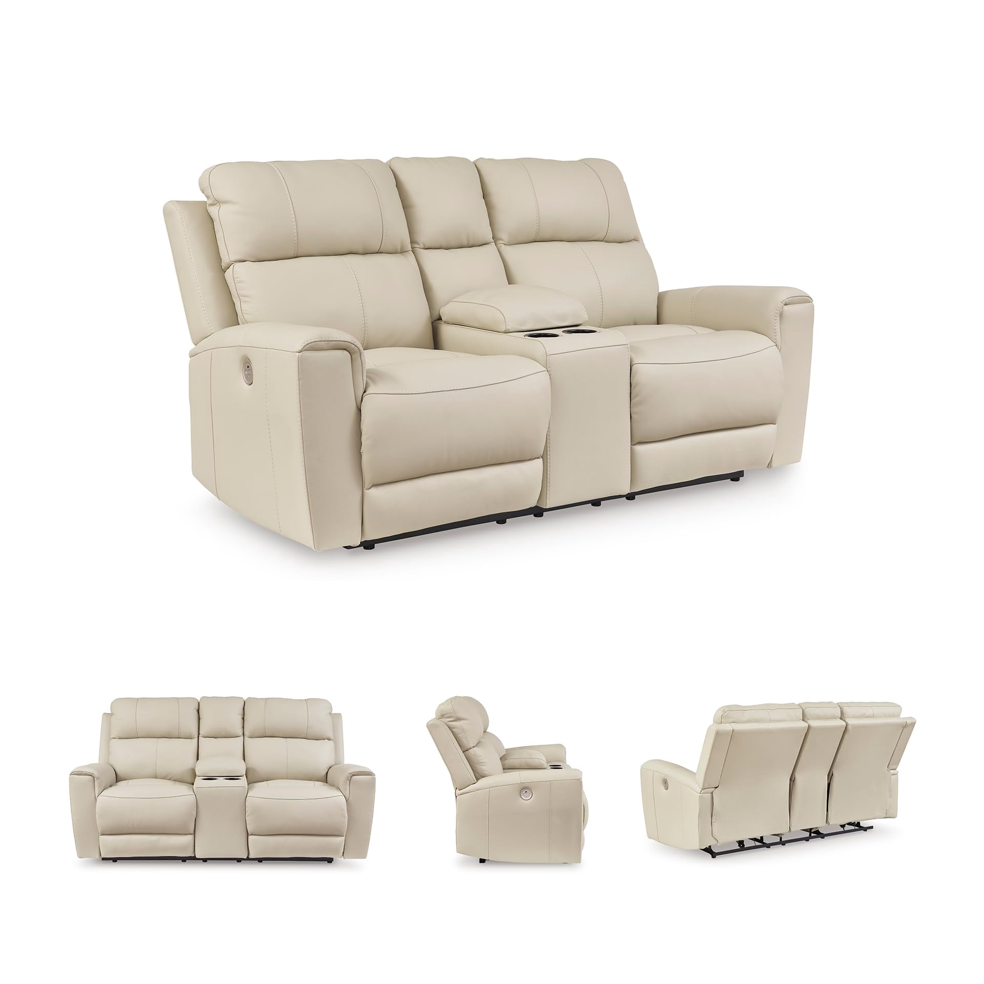 Signature Design by Ashley Dahlmoore Beige Power Reclining Loveseat with Console