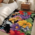 thumbnail image 4 of Area Rug for Living Room, Spring Flowers Non-Slip Indoor Large Carpet for Bedroom/Dining Room, Watercolor Country Colorful Floral Black Washable Low-Profile Rectangle Floor Runner Rugs - 4 x 6 Ft, 4 of 8