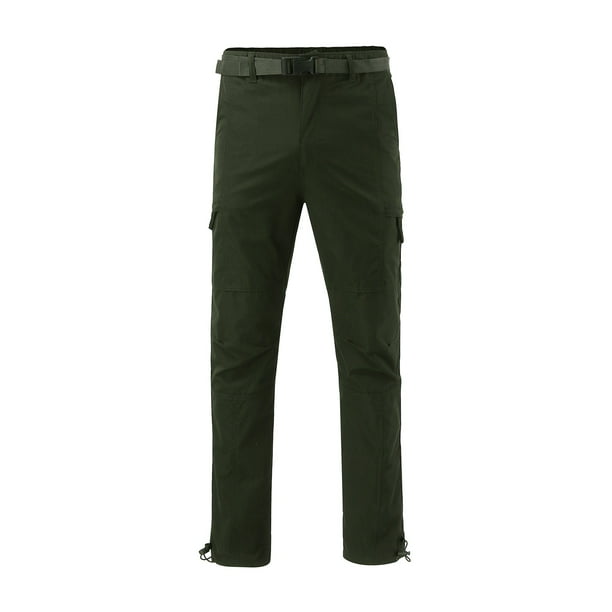 Mens Pants Adult Male Phone Pocket Pants Mens Solid Color Casual Fashion  Street Style Large Pocket Multi Pocket Belt Slim Fit Clothes(Green,XL) 