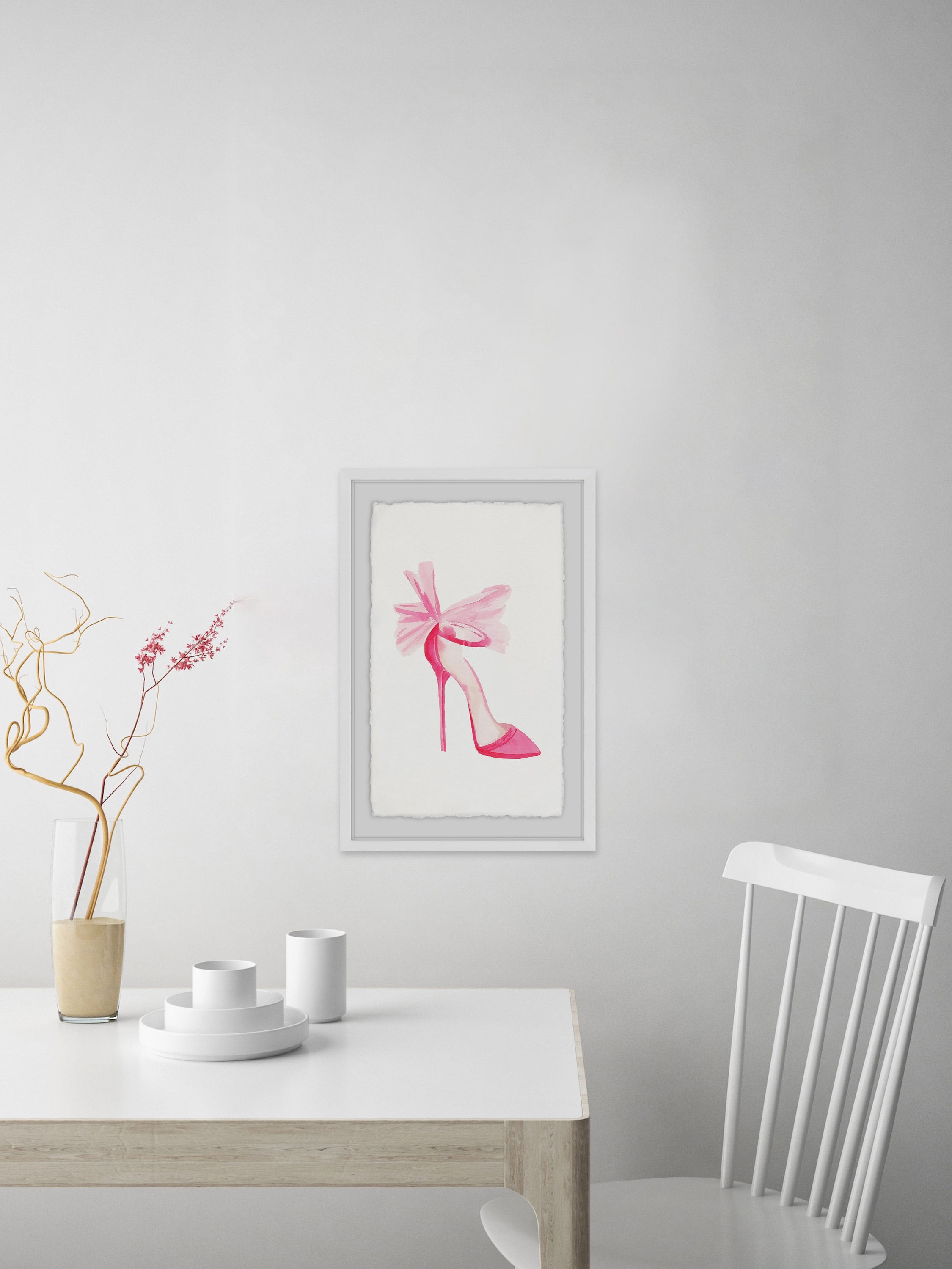 Pink High Heels Framed Painting Print