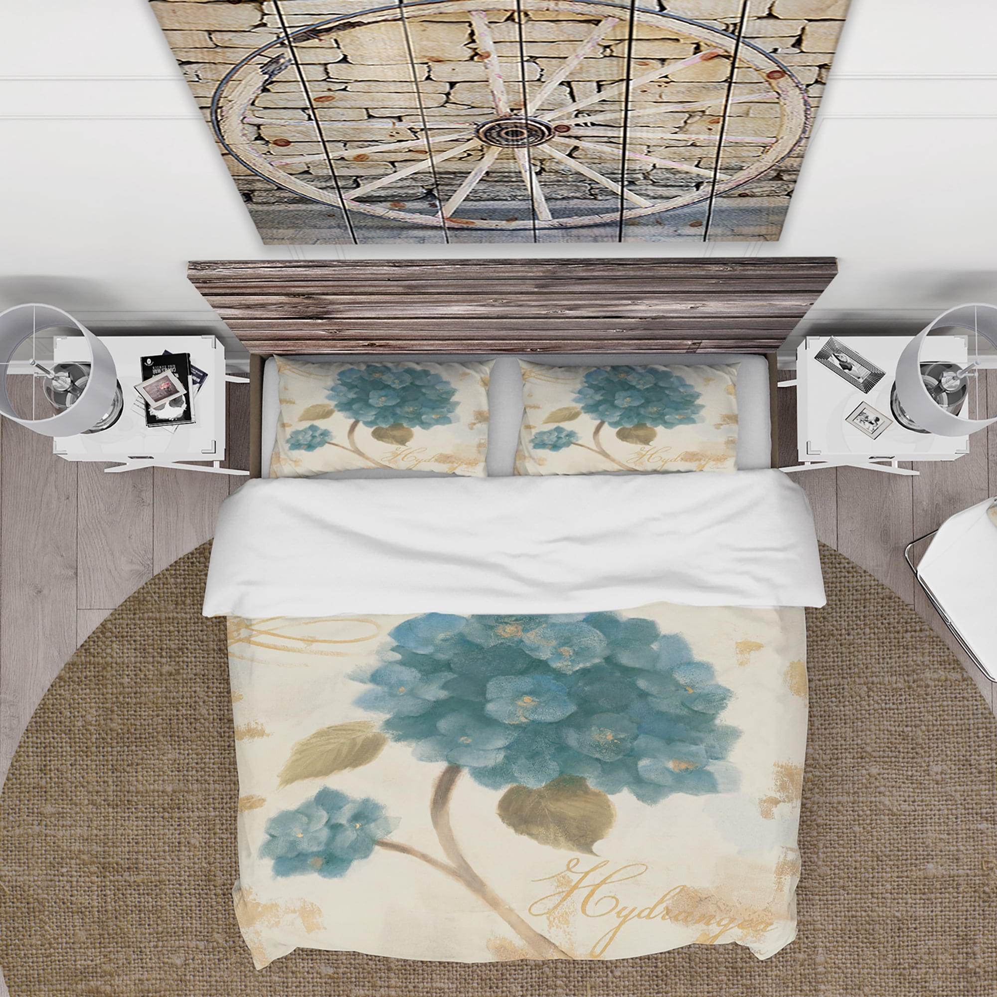 Designart 'Blue Cottage Flower Hydrangea II' Cottage Duvet Cover Set