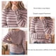 thumbnail image 5 of Blusa de mujer de manga larga con cuello redondo y gemelos, Top de retazos de rayas de leopardo para mujer, 5 of 6