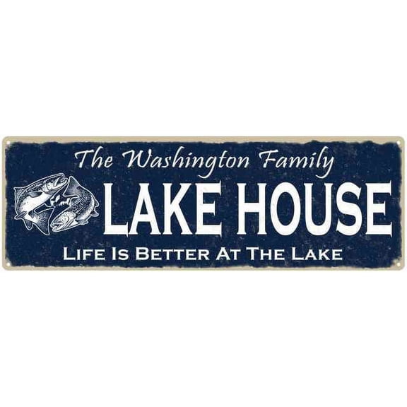 The WASHINGTON Family Lake House Sign 6x18 Metal Fishing Cabin Decor 206180101138