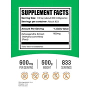 BulkSupplements Ashwagandha Root Extract Powder - Herbal Supplement, Ashwagandha Supplement - 500g (1.1 lbs)