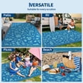 thumbnail image 6 of HIWEAVER Teal Blue 5'x 8' Outdoor Rug Garden Decor Scalloped Bordered Floral Carpet Plastic Straw Waterproof Reversible Patio Area Rug for Balcony Deck Picnic Portable Camping Mat, 6 of 6