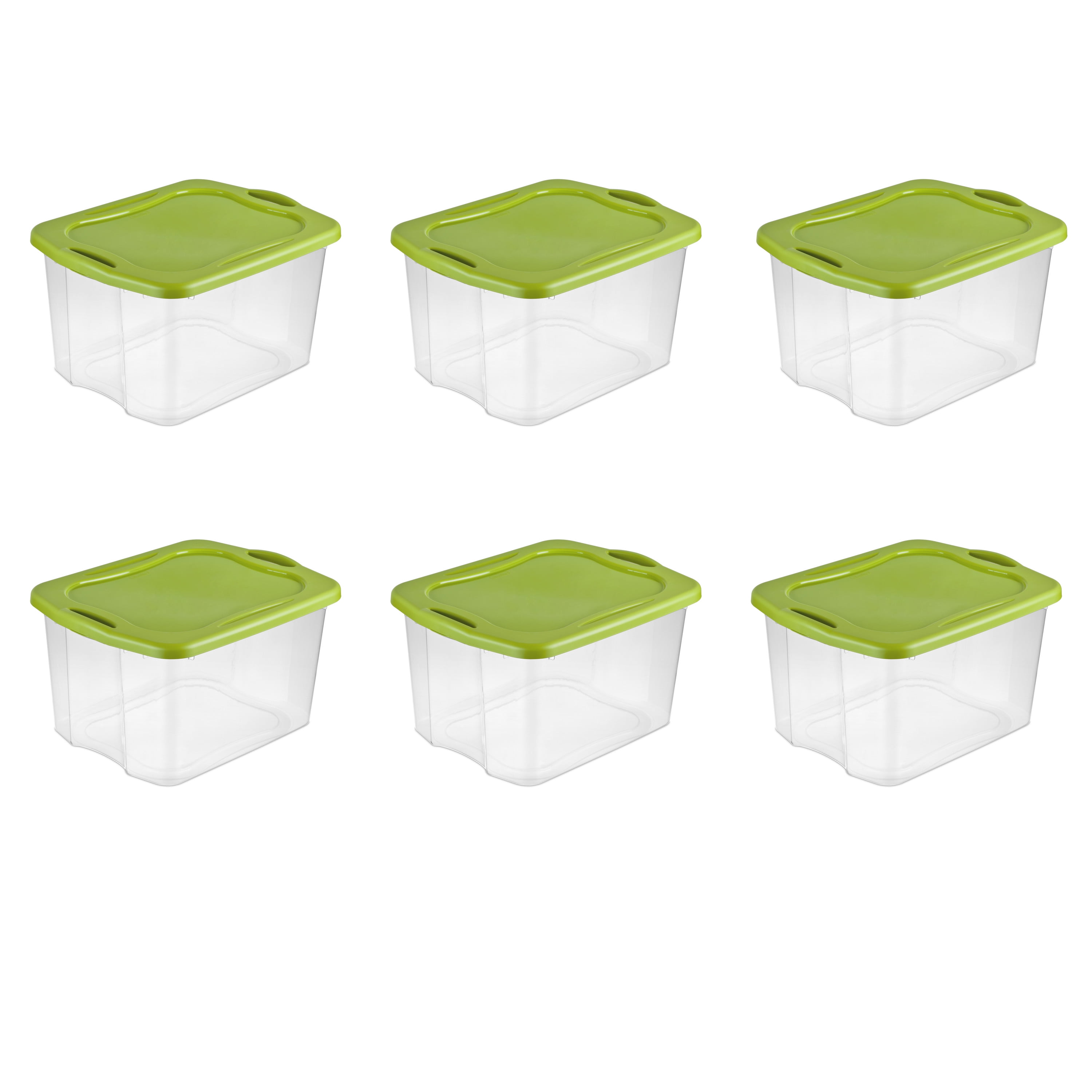 Sterilite 70 Qt. EZ Carry Clear/ Spicy Lime Set of 6