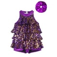 thumbnail image 4 of iiniim Kids Girls Modern Jazz Latin Dance Halter Shiny Sequins Sleeveless Leotard with Mental Elastic Hair Tie Purple 8, 4 of 6