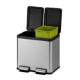 thumbnail image 1 of EKO Bote de basura 10L y 10L. Essential Recycler cubo rectangular con pedal doble compartimento Acabado acero inoxidable cierre suave de tapa, 1 of 7