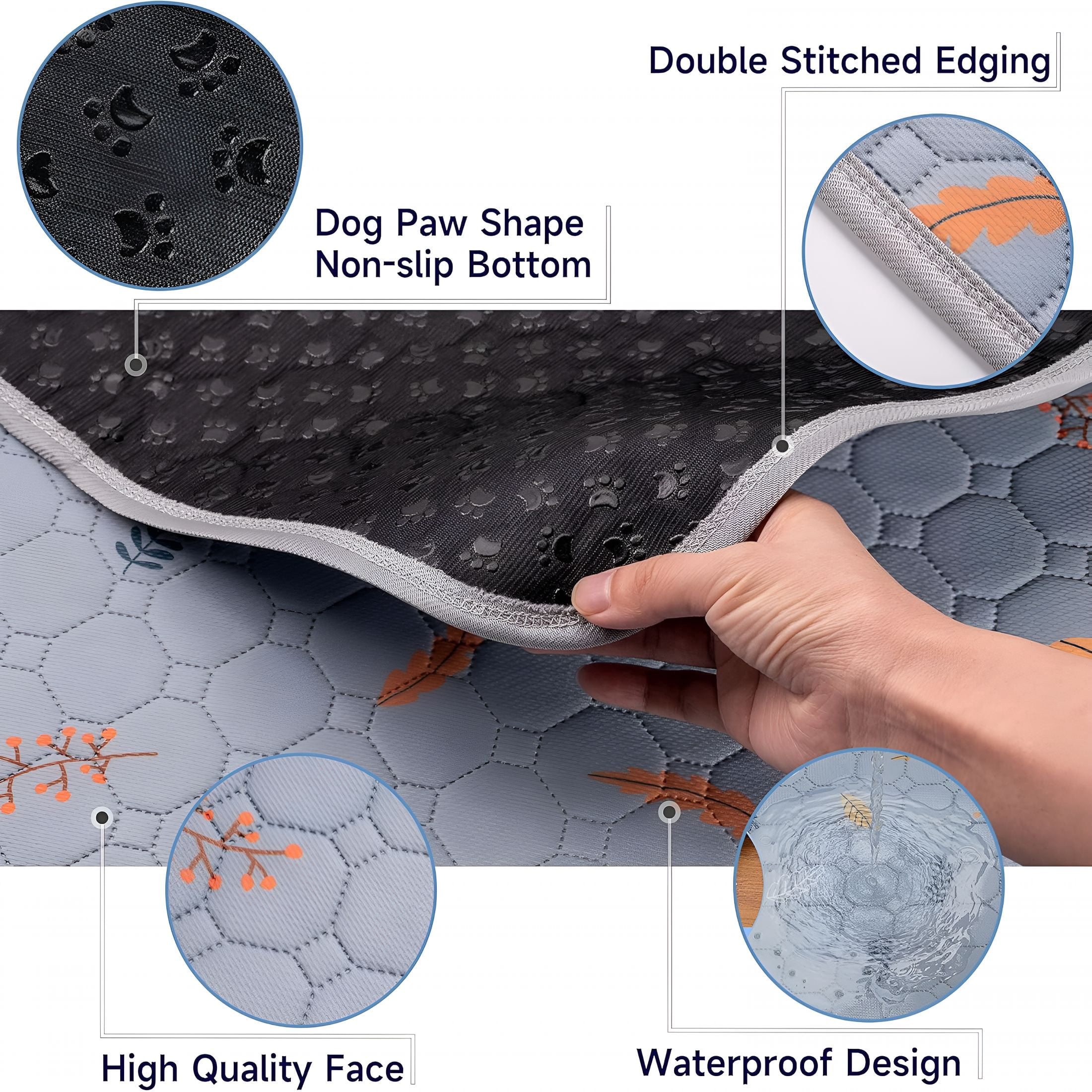 XIBUFE 2 Pack Washable Guinea Pig Pee Pads, 24" X 48" Waterproof Reusable Guinea Pig Cage Liners, Absorbent Bedding Training Mat for Small Animal Guinea Pigs Rabbit Bunny Hamster - Light Grey