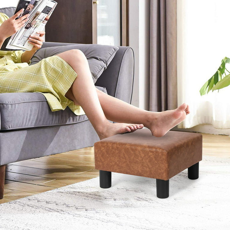 Small Foot Stool Ottoman, Grey Velvet Ottoman Rectangle Footrest, Bedside  Step Stool with Wood Legs, Small Rectangular Stool, Foot Rest for Couch