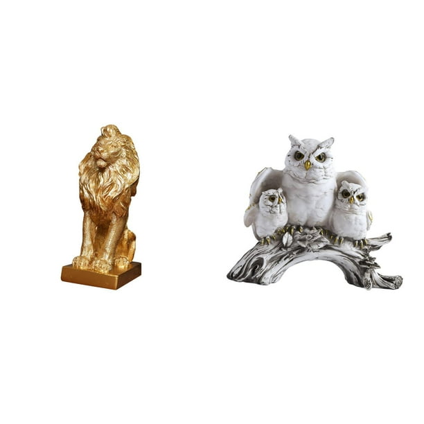 Figura de león,Estante con estatua de león para escritorio,oficina,decoración del hogar,Figura decorativa de león coleccionable de escritorio,Figuras de búho,Figuras de búho,animales