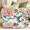 Multicolor 2, variant on Jiaoprinted Hummingbirds Eucalyptus Leaves Large Round Collapsible Storage Basket, 65L Fabric Storage Organizer Bin with Handles for Blankets Linens Clothes, 19.4" x 13.3" Spring Summer