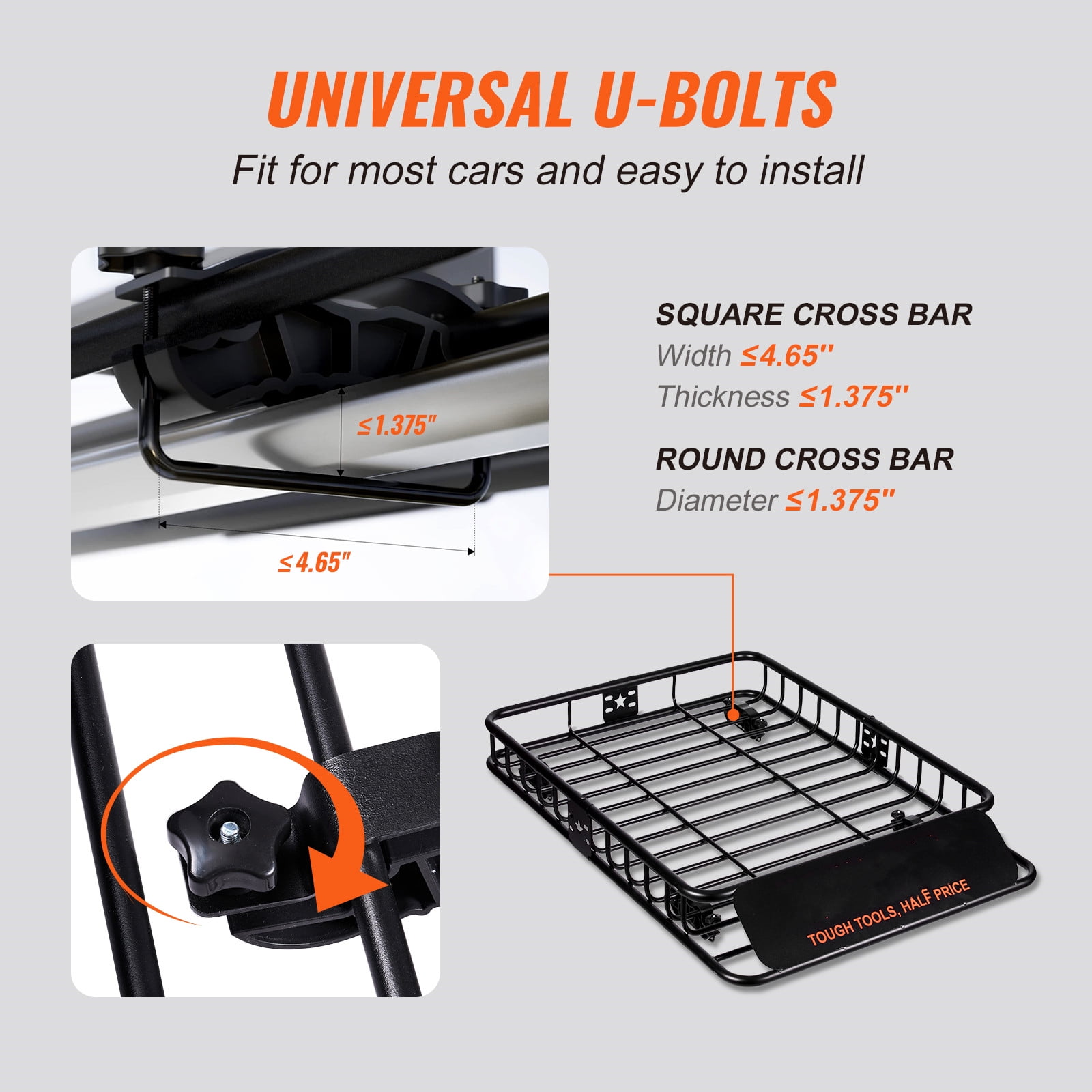 Bentism Heavy Duty Roof Rack Cargo Basket 200 lbs, Q195 Steel
