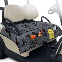 Psesaysky Golf Cart Seat Covers Universal Golf Cart Seat Blanket with 4 Pockets and Handle Fit for EZGO TXT RXV/Club Car DS Precedent Front Seats 2-Person Seats, Cute Dog