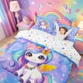 thumbnail image 3 of meiyoeat Kawaii Rainbow Unicorn Bedding For Girls,Colorful Cute Stars Print Duvet Cover Full For Kids,Colorful Stars Reversible,3-Piece(No Comforter), 3 of 6