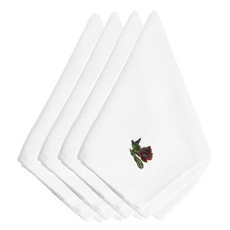 

Carolines Treasures EMBT2163NPKE Halloween Witch Riding Broom Embroidered Napkins Set of 4 20 x 20 multicolor