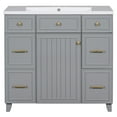 36" Bathroom Vanity with Sink, Free Standing Single Bathroom Vanity Set with Cabinet Drawers and ...