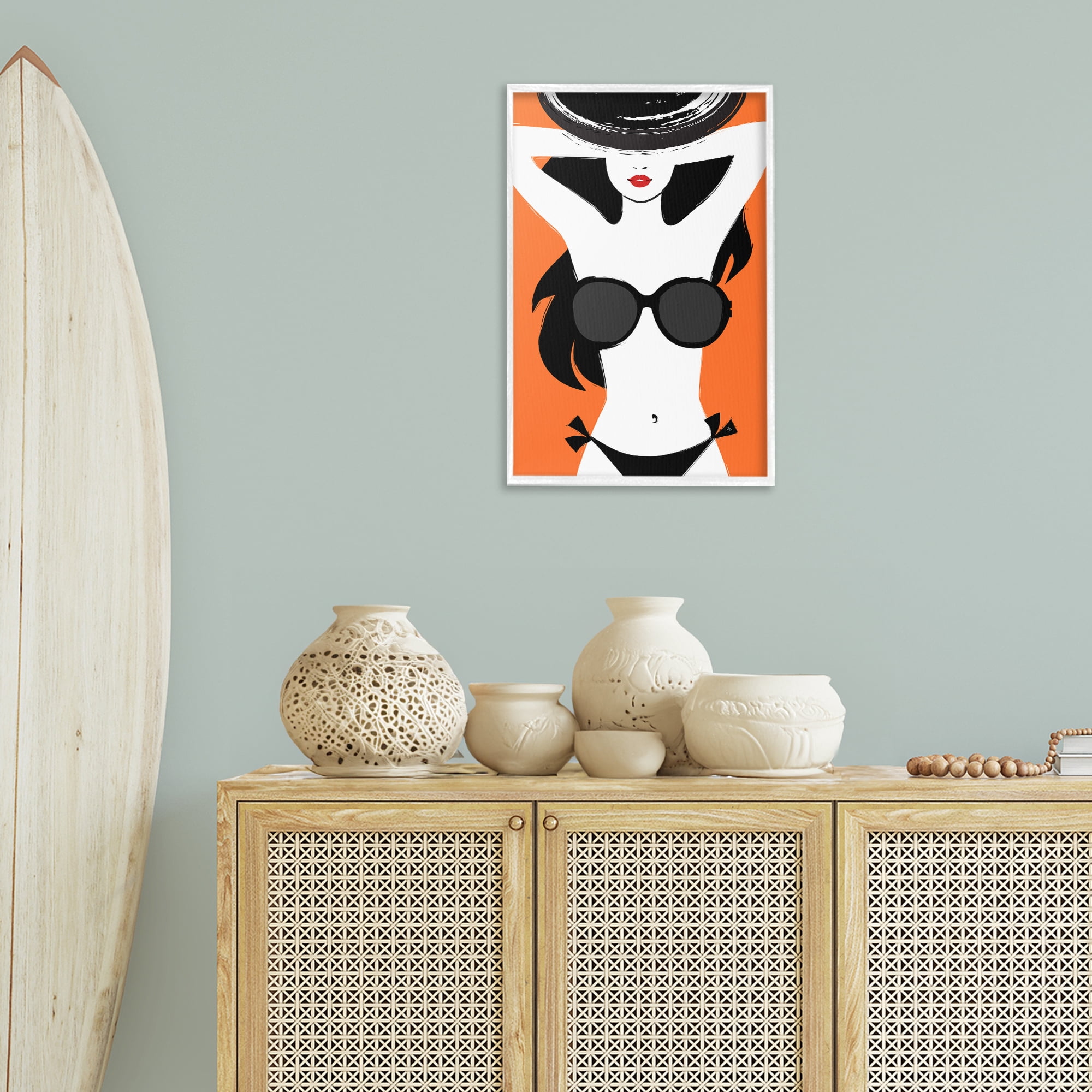 Stupell Industries Summer Vibes Girl Coastal Painting White Framed Art Print Wall Art, 16 x 24