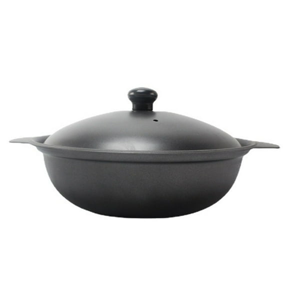 CIMAXIC 1 Pc Strong Cast Iron Casserole Yellow Stewed Chicken Rice Pot With Lid,8.66"X7.09"X2.36"