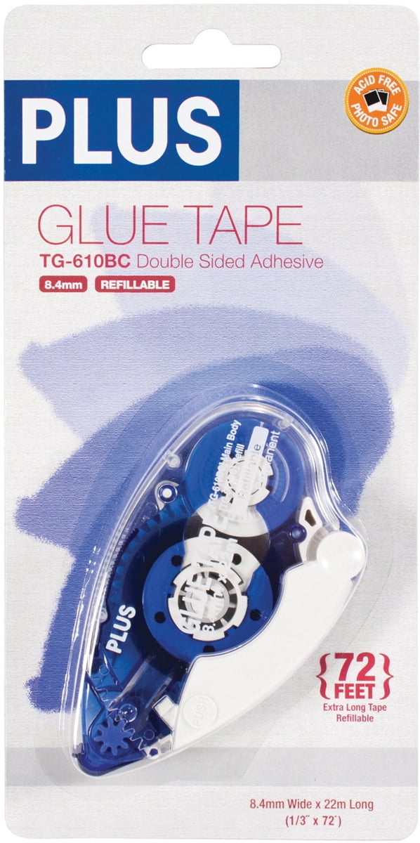 Plus Corporation Plus Glue Tape Dispenser, .33' x 72', High Capacity