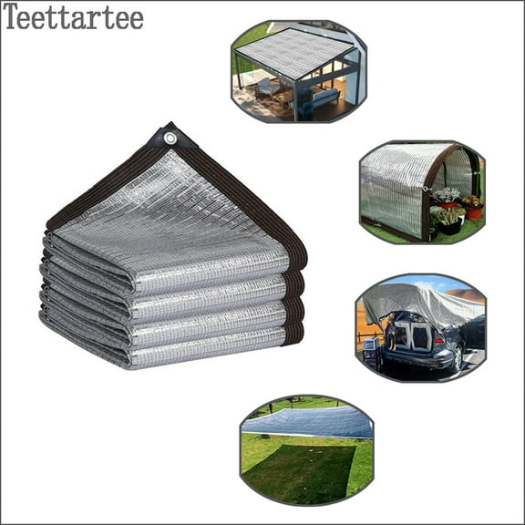 Teettartee Outdoor Reflective Shade Cloth, Silver, 39.4”x78.7”(1x2m), Aluminum Reflective Sun Shade Cover, Deflect Heat For Cars, Tents, Dog And Hen House, Garden, Patios, Porches, Swimming Pools