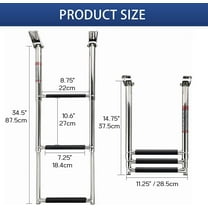 3 Step Folding Boat Ladder, Stainless Steel Telescoping Swim Ladder for Pontoon, Yacht, RV, Truck