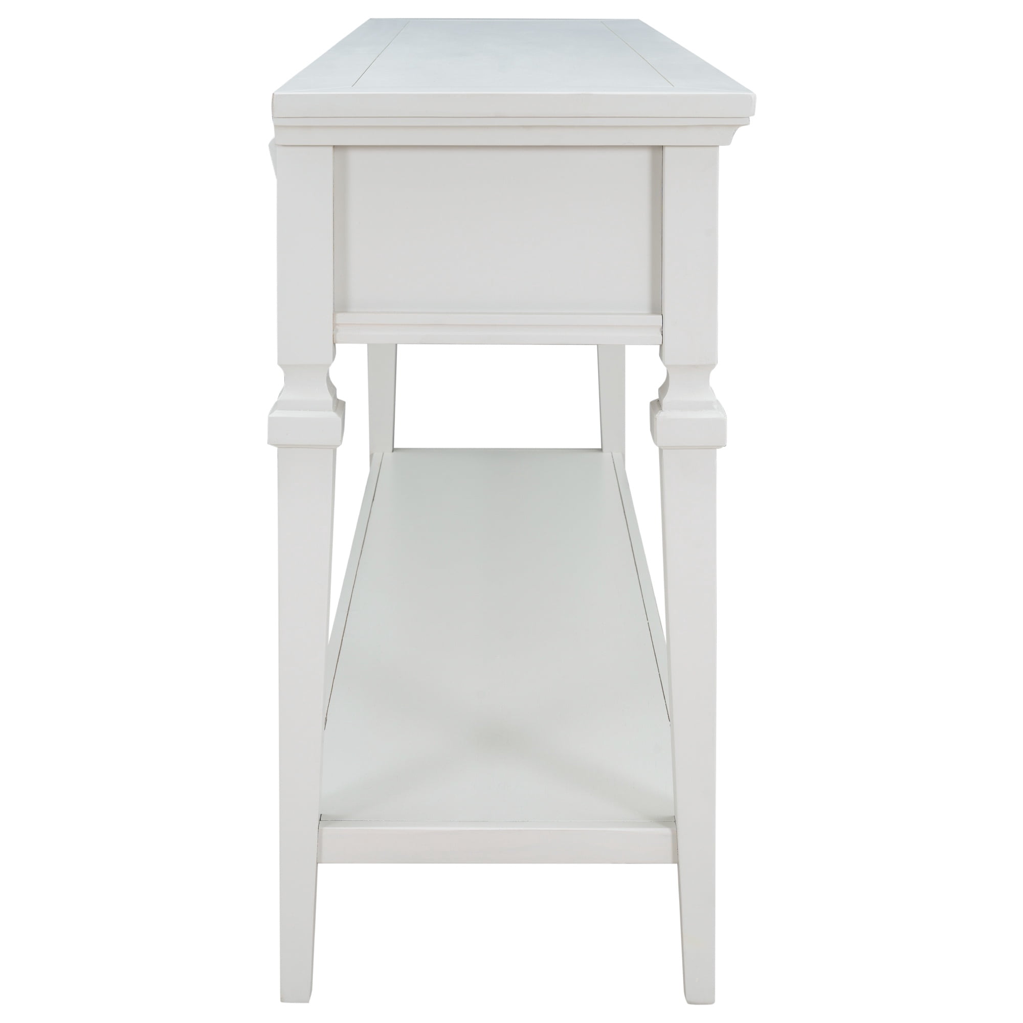 PORKISS 50" Console Table with 3 Storage Drawers, Narrow Long Entryway Table with Bottom Shelf, Vintage Sofa Table with Wood Frame for Living Room Entryway/Hallway/Foyer, Antique White