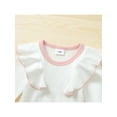 thumbnail image 4 of TSEXIEFOOFU 2 Pcs Newborn Ribbed Outfits, Baby Girls Contrast Color Round Neck Fly Sleeve Bodysuit + Pant with Bow, 4 of 9