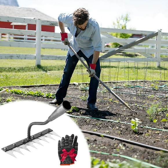 HOARBOEG Hoe Weeding Artifact Agricultural Digging Vegetables Flower Shovel Digging Land Planting Vegetables Agricultural Loosening Tools Steel Rake Rake
